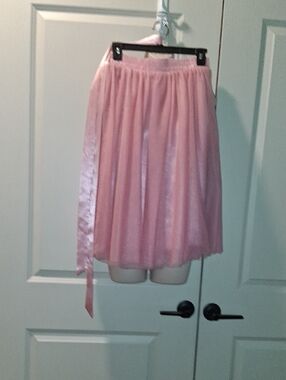 SIZE M PINK SHEER MESH CIRCLE SKATER SKIRT